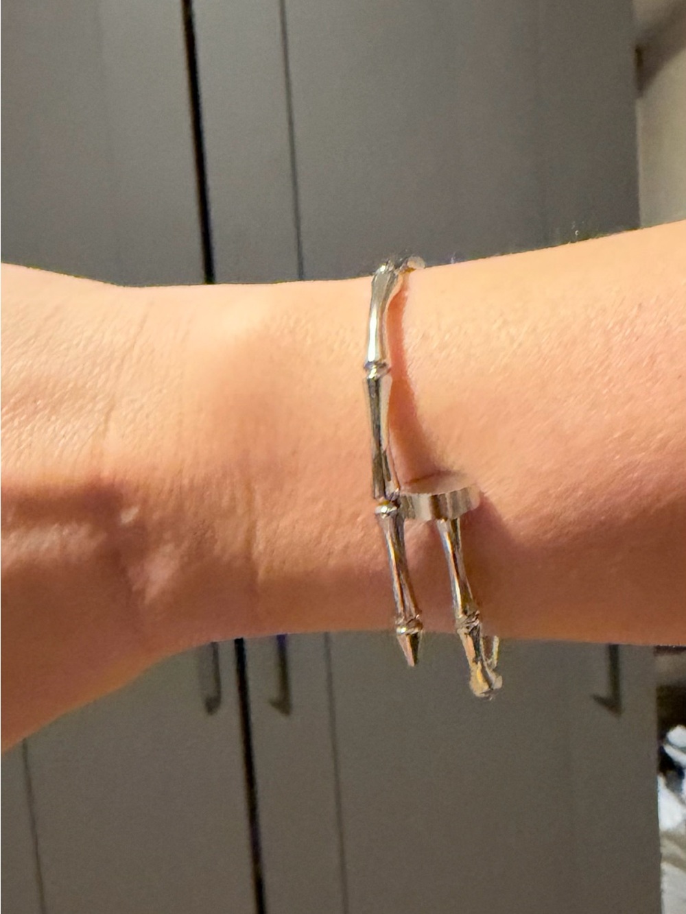 Sterling Silver Bamboo Cuff Bracelet - Silver
